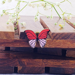 Butterfly Red Pink Gold Pendant For Women