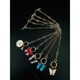 Copper American Diamonds Gold Blue Butterfly Charms Chain Link Bracelet For Women Girls