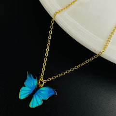 Brass With Blue Black Gold Butterfly Pendant For Women Girls