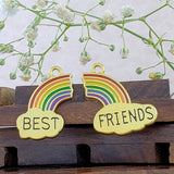 Rainbow Best Friend Enamel Gold Pendant Combo Pack Of 3 For Women