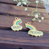Rainbow Best Friend Enamel Gold Pendant Combo Pack Of 3 For Women