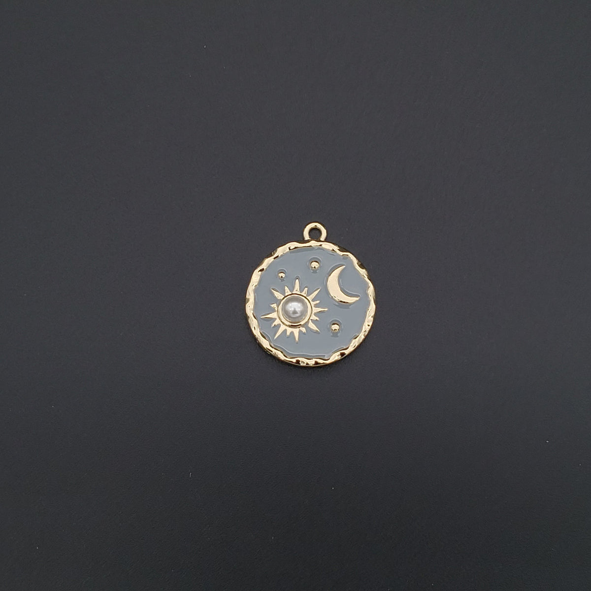 Sun Moon Gold Grey Pearl Brass Pendant Combo Pack Of 2 For Women