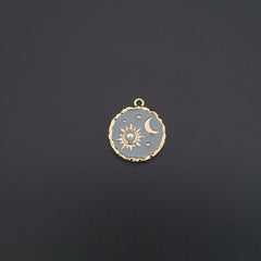 Sun Moon Gold Grey Pearl Brass Pendant Combo Pack Of 2 For Women