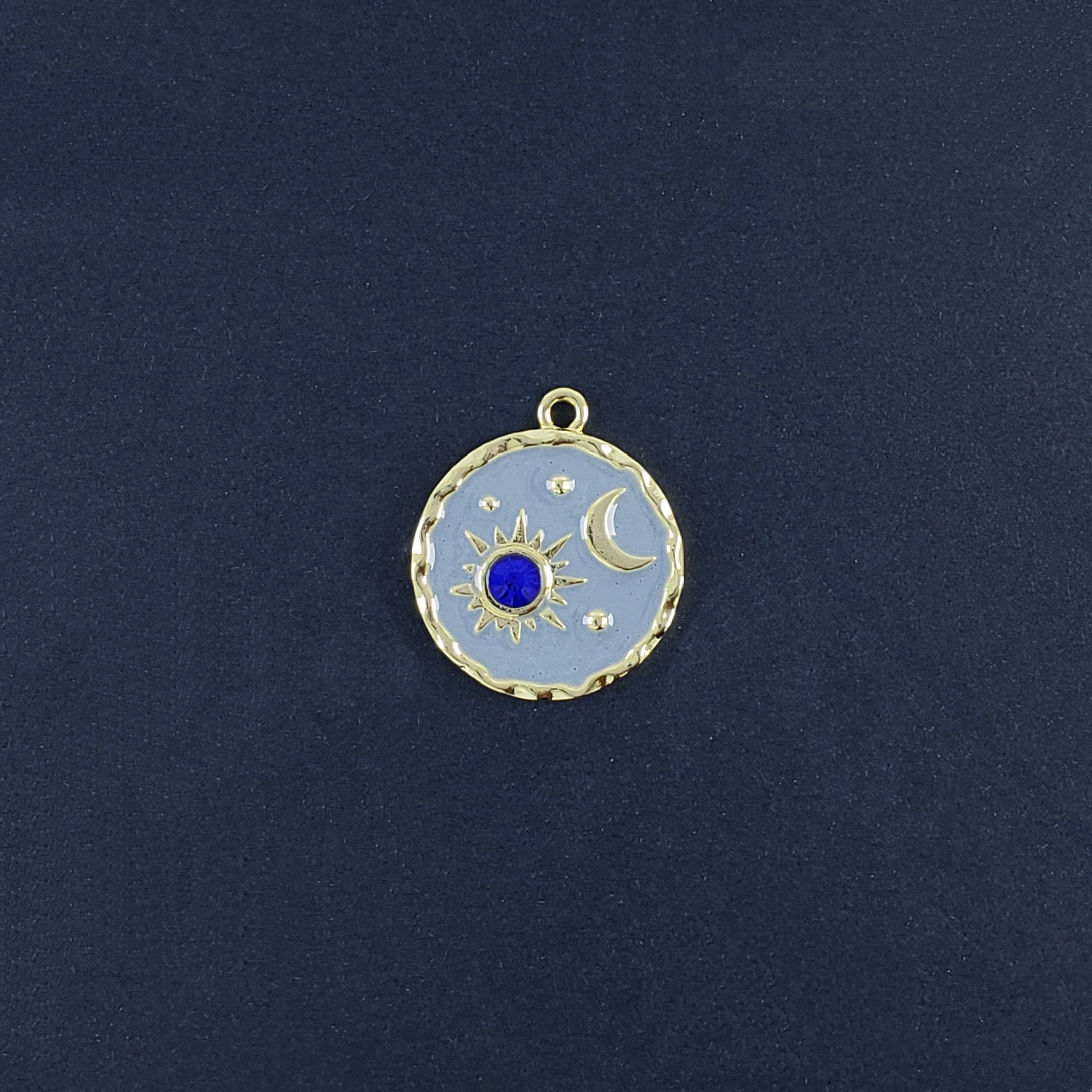 Sun Moon Gold Blue Crystal Brass Pendant For Women