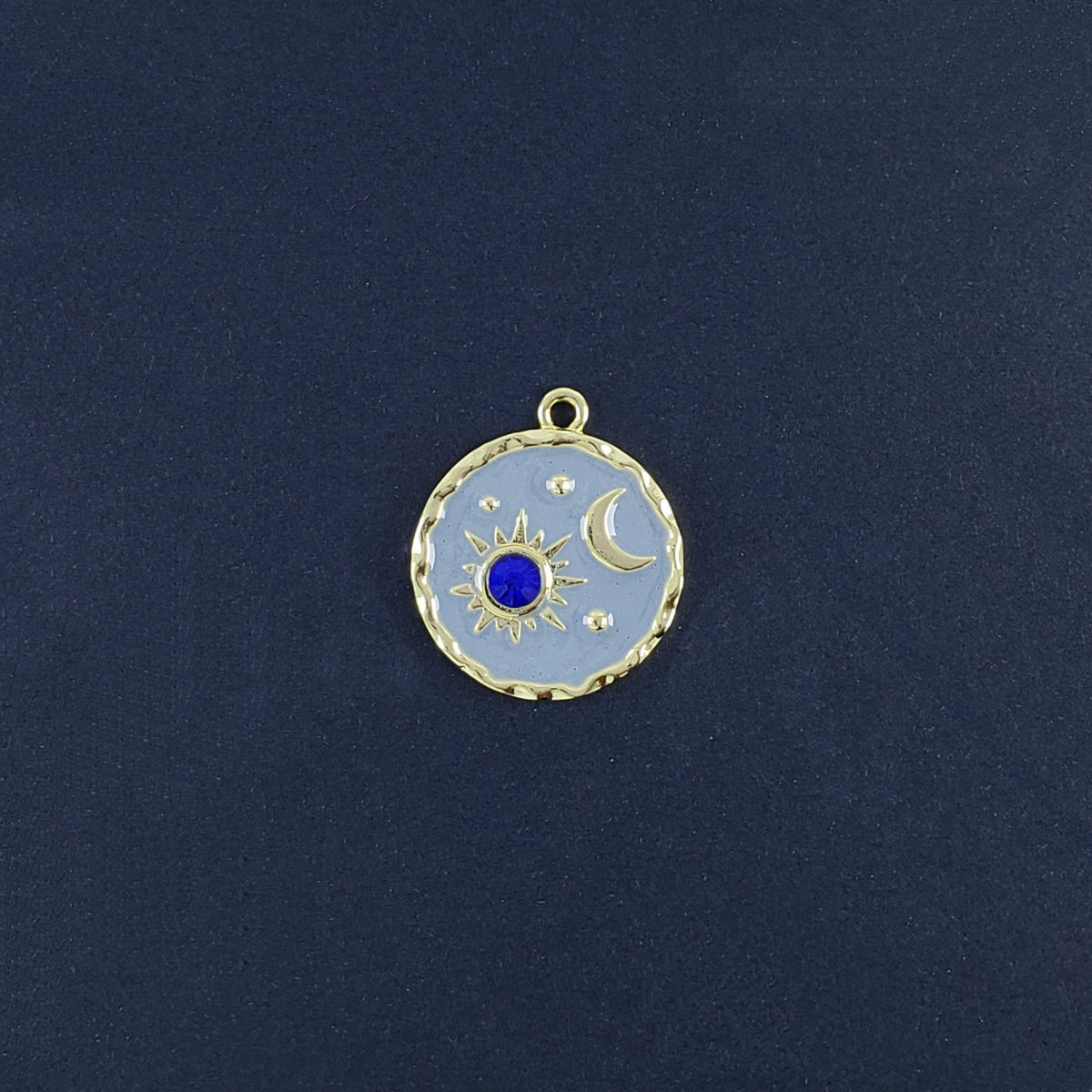 Sun Moon Gold Blue Crystal Brass Pendant For Women