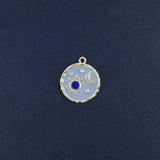 Sun Moon Gold Blue Crystal Brass Pendant Combo Pack Of 2 For Women