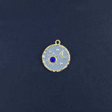 Sun Moon Gold Blue Crystal Brass Pendant For Women