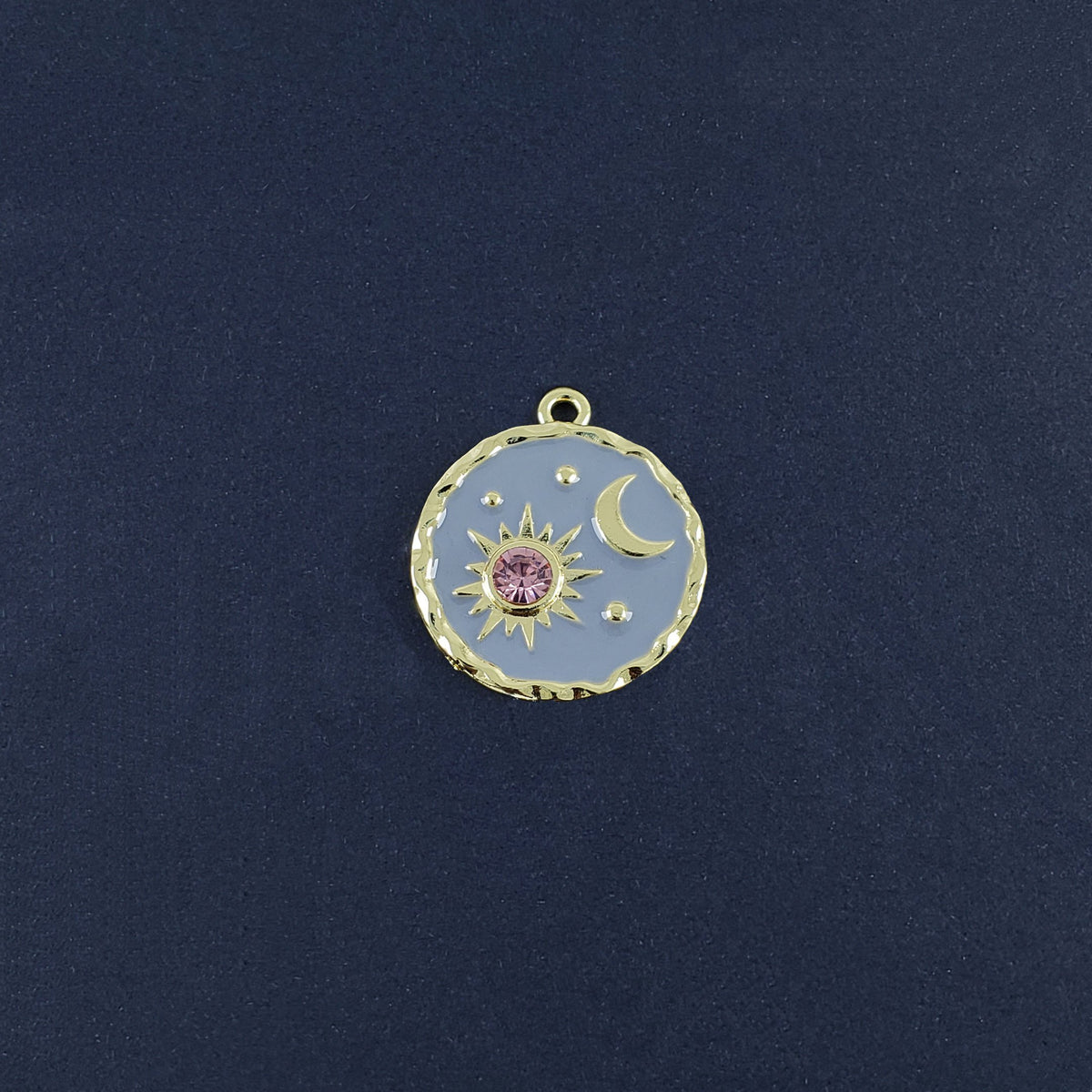 Sun Moon Gold Pink Crystal Brass Pendant Combo Pack Of 2 For Women