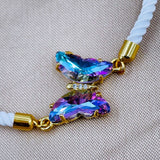 Butterfly Copper Blue Purple White Crystal Thread Slider Bracelet Women