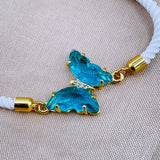 Butterfly Copper Turkish Green White Crystal Thread Slider Bracelet Women