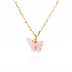 Brass With Pink Gold Gold Butterfly Pendant For Women Girls