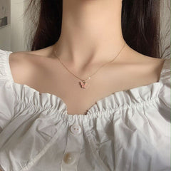 Brass With Pink Gold Gold Butterfly Pendant For Women Girls