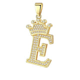 Crown Alphabet Letter A Gold American Diamond Copper Pendant Charm For Women