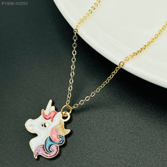 Brass With Enamel Multicolor Gold Gold Unicorn Pendant For Women Girls