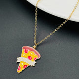 Brass With Enamel Yellow Red White Gold Pizza Pendant For Women Girls