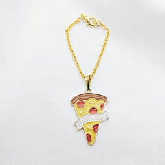 Alloy Enamel Pizza Watch Charm For Women Gold Yellow