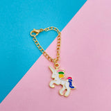 Brass Enamel Unicorn Watch charm For Women White Gold