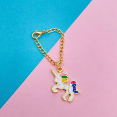 Brass Enamel Unicorn Watch charm For Women White Gold