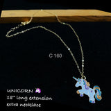 Brass With Enamel Multicolor Gold Unicorn Necklace Pendant Chain For Women Girls