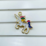 Brass With Enamel Multicolor Gold Unicorn Pendant For Women Girls