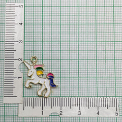 Brass With Enamel Multicolor Gold Unicorn Pendant For Women Girls