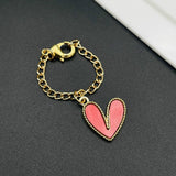 Heart Brass Gold Red Link Chain Watch Charm Chain For Women