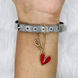 Heart Brass Gold Red Link Chain Watch Charm Chain For Women
