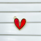 Brass With Red Gold Gold Heart Pendant For Women Girls