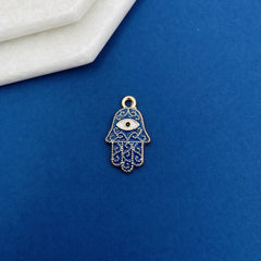 Copper With Enamel Blue White Gold Evil Eye Pendant Combo Pack Of 6 For Women