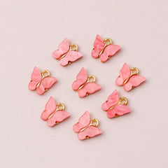 Pack Of 6 Butterfly Copper Gold Dark Pink Pendant Charm For Women
