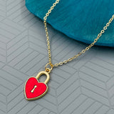 Brass With Enamel Red Gold Gold Red Padlock Pendant For Women Girls