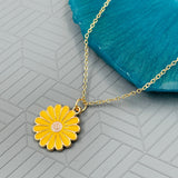 Brass Enamel Yellow Gold Daisy Flower Pendant For Women Girls
