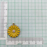 Brass Enamel Yellow White Gold Daisy Flower Pendant For Women Girls