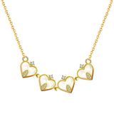 Clover Stainless Steel Cubic Zirconia Magnet Openable Necklace Pendant Chain Women Gold White