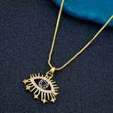 Blue Evil Eye Star Cubic Zirconia Gold Pendant for Women