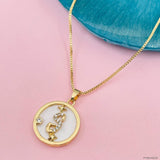 Copper Cubic Zirconia Gold Letter Necklace Pendant Chain
