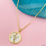 Copper Cubic Zirconia Gold Letter Necklace Pendant Chain