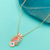 Copper Evil Eye Crystal Gold Pink Gold Necklace Pendant Chain For Women
