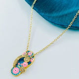 Copper Evil Eye Crystal Gold Blue Gold Necklace Pendant Chain For Women