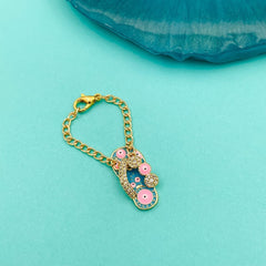 Copper Cubic Zirconia Crystal Evil Eye Footwear Watch charm For Women Blue