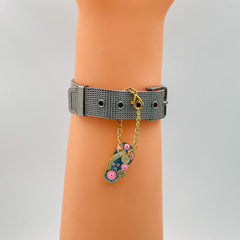 Copper Cubic Zirconia Crystal Evil Eye Footwear Watch charm For Women Blue