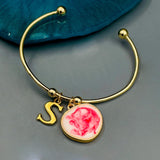 Copper Gold Pink Alphabets Letter Bangle Kada Cuff For Women