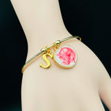 Copper Gold Pink Alphabets Letter Bangle Kada Cuff For Women