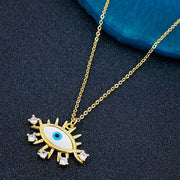 Copper Evil Eye Mother of Pearl Cubic Zirconia Gold Pendant for Women