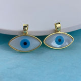 Mother of pearl evil eye pendant with chain