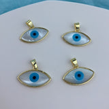 Mother of pearl evil eye pendant with chain