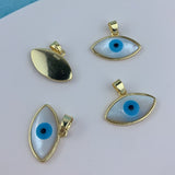 Mother of pearl evil eye pendant with chain