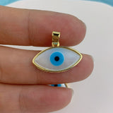 Mother of pearl evil eye pendant with chain