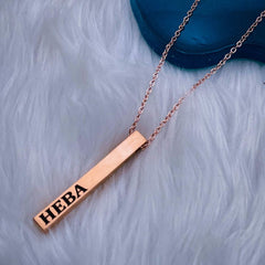 Stainless Steel Personalized Engraved Letter All Side Necklace Pendant Chain Unisex
