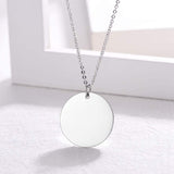 Stainless Steel Round Dog Tag Personalized Engraved Letter Necklace Pendant Chain Unisex